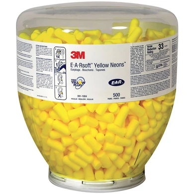 3M™ E-A-Rsoft™ Yellow Neons™ Large Uncorded Earplugs One Touch™ Dispenser Refill Bottle (400 Pairs | SLC80 23dB, Class 4) 1 3M™ E-A-Rsoft™ Yellow Neons™ Large Uncorded Earplugs One Touch™ Dispenser Refill Bottle (400 Pairs | SLC80 23dB, Class 4)