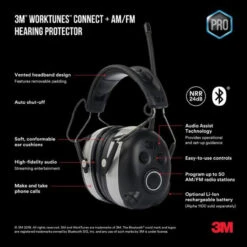 3M Pro Series WorkTunes™ Wireless Bluetooth Earmuff With AM/FM, Call Connect + Streaming (SLC80 27.9dB, Class 5) -Earjobs 3m ear muffs 90542h1 dc ps 44 600 85312