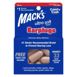 Macks Ultra Soft Foam Ear Plugs (NRR 33 | 10 Pairs W/ Carry Case)