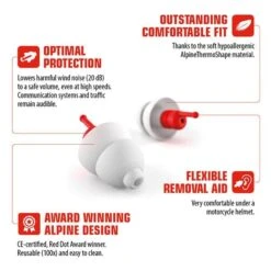 Alpine Motosafe RACE Ear Plugs -Earjobs Motosafe race motorcycle earplugs details alpine hearing protection 600x600 1