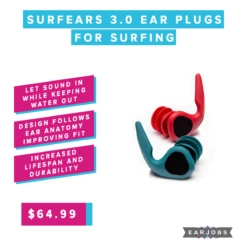 SurfEars 3.0 Ear Plugs For Surfing -Earjobs ProductFeature Surfears3.0EarPlugsforSurfing