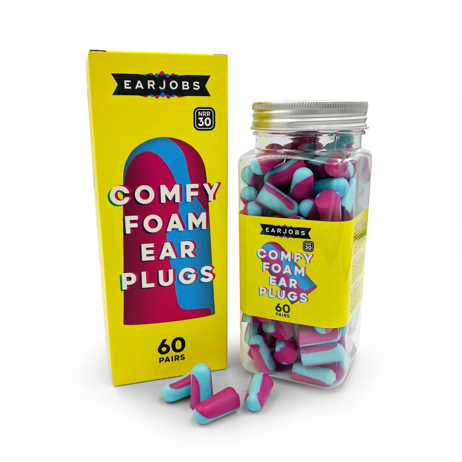 Earjobs™ Comfy Foam Ear Plugs (60 Pairs | NRR 30) 1 Earjobs™ Comfy Foam Ear Plugs (60 Pairs | NRR 30)