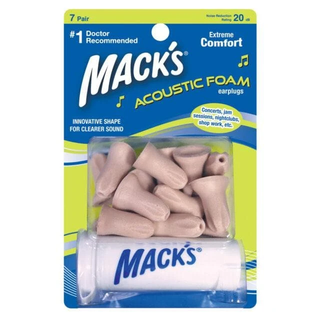 Macks Acoustic Foam Ear Plugs (NRR 20 | 7 Pairs W/ Carry Case) 1 Macks Acoustic Foam Ear Plugs (NRR 20 | 7 Pairs W/ Carry Case)