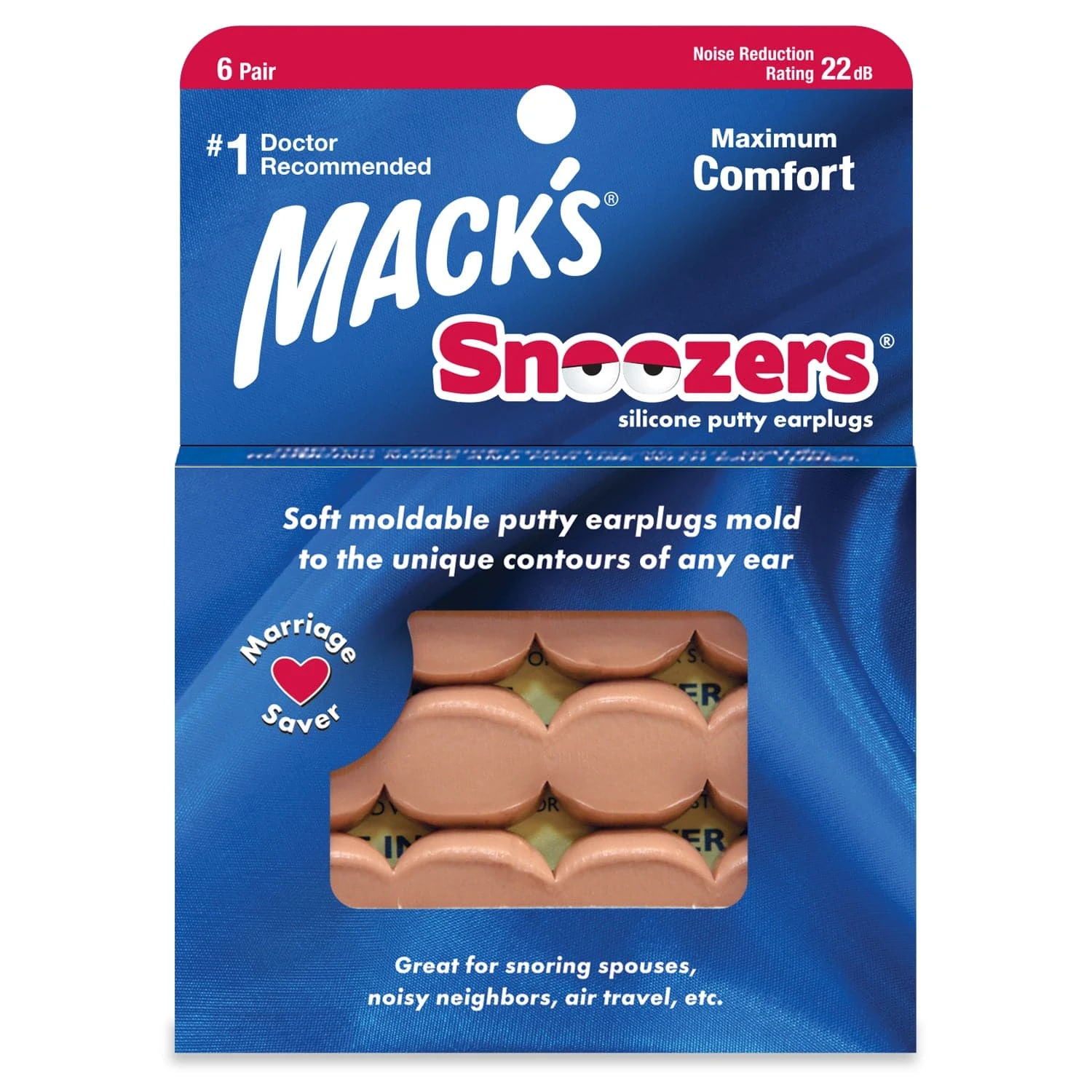 Macks Snoozers™ Moldable Silicone Putty Ear Plugs (NRR 22 | 6 Pairs) 1 Macks Snoozers™ Moldable Silicone Putty Ear Plugs (NRR 22 | 6 Pairs)